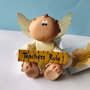 3/$25💙Russ Berrie Angel Cheeks 'Teachers Rule!' figurine Kirk’s Kritters 2001
